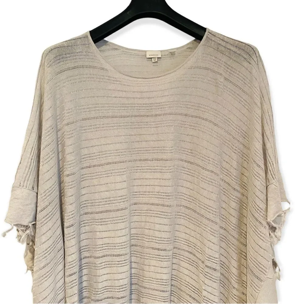 Kinross Fringe Openwork Linen Poncho One Size
